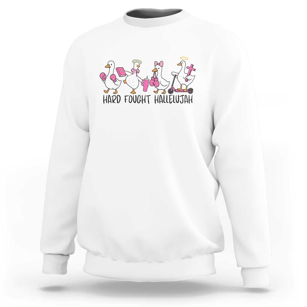 Hard Fought Hallelujah Sweatshirt Funny Christian Goose - Wonder Print Shop