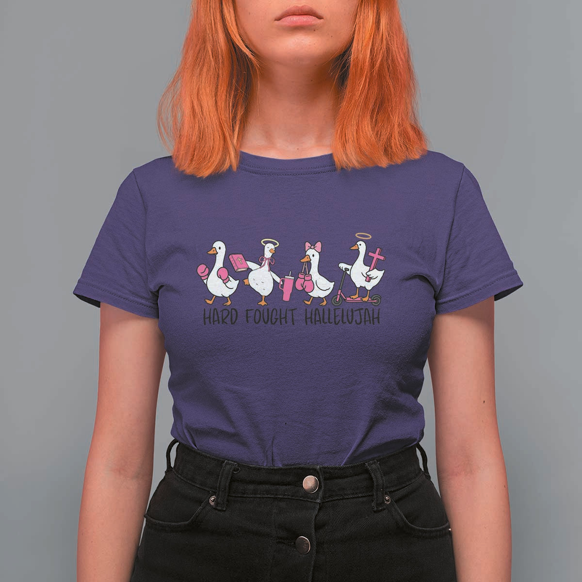 Hard Fought Hallelujah T Shirt For Women Funny Christian Goose - Wonder Print Shop
