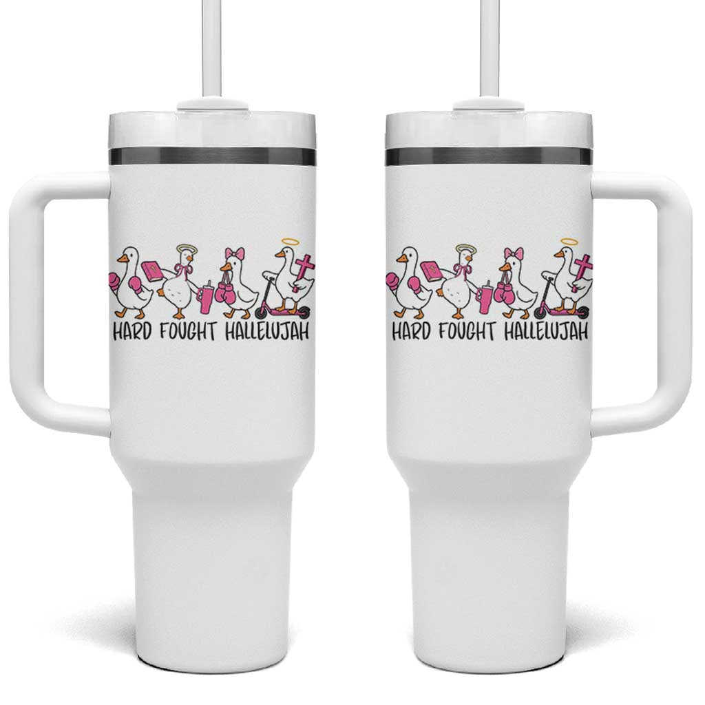 Hard Fought Hallelujah Tumbler With Handle Funny Christian Goose - Wonder Print Shop