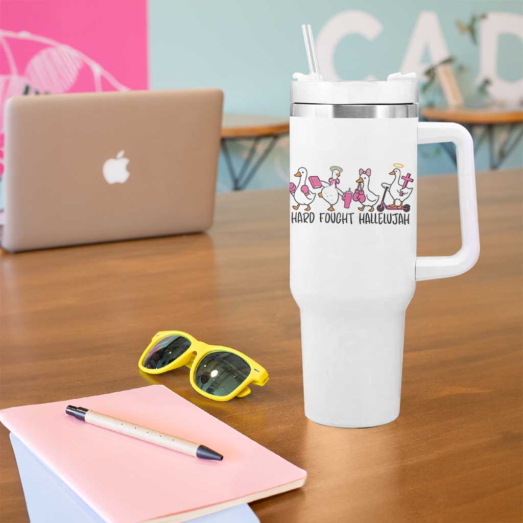 Hard Fought Hallelujah Tumbler With Handle Funny Christian Goose - Wonder Print Shop