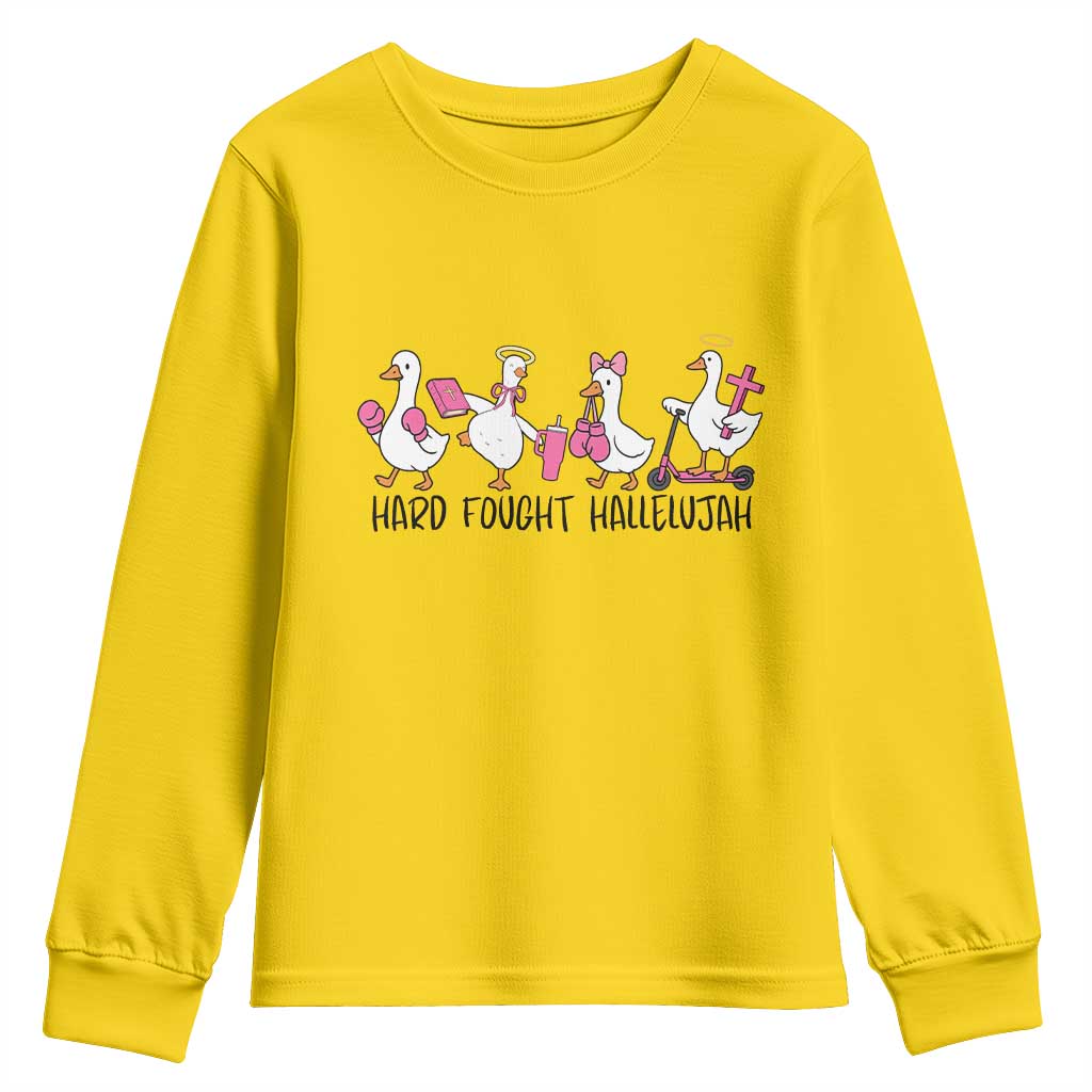 Hard Fought Hallelujah Youth Sweatshirt Funny Christian Goose - Wonder Print Shop