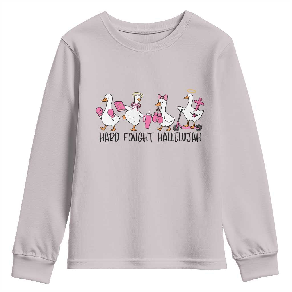 Hard Fought Hallelujah Youth Sweatshirt Funny Christian Goose - Wonder Print Shop