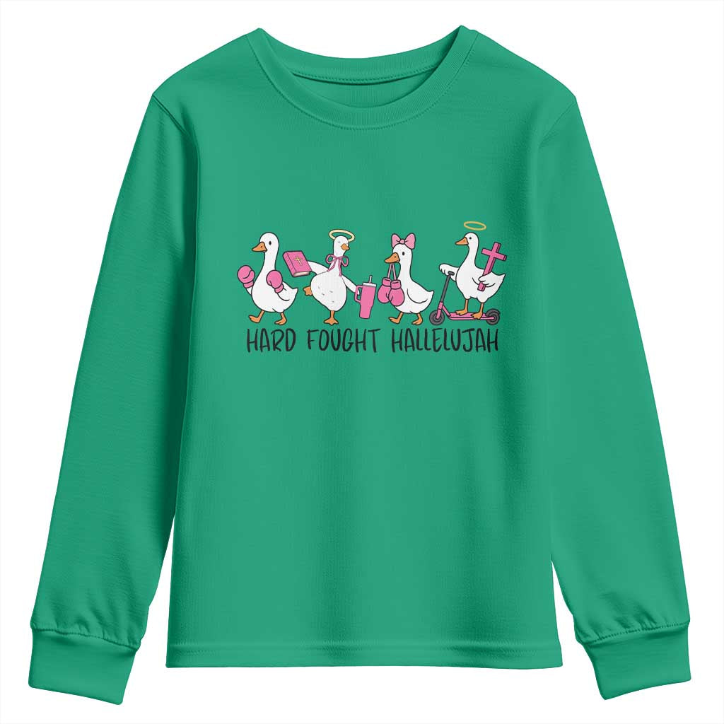 Hard Fought Hallelujah Youth Sweatshirt Funny Christian Goose - Wonder Print Shop