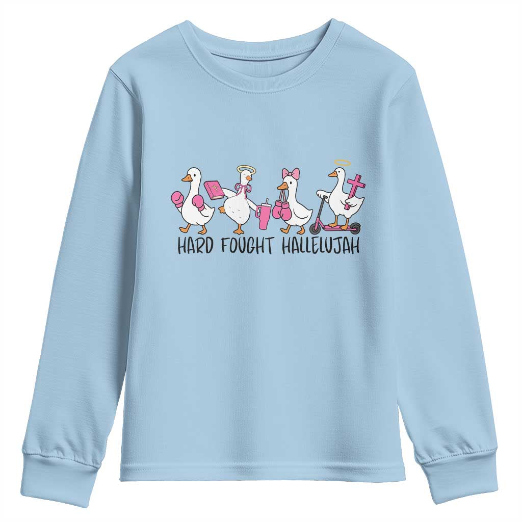 Hard Fought Hallelujah Youth Sweatshirt Funny Christian Goose - Wonder Print Shop