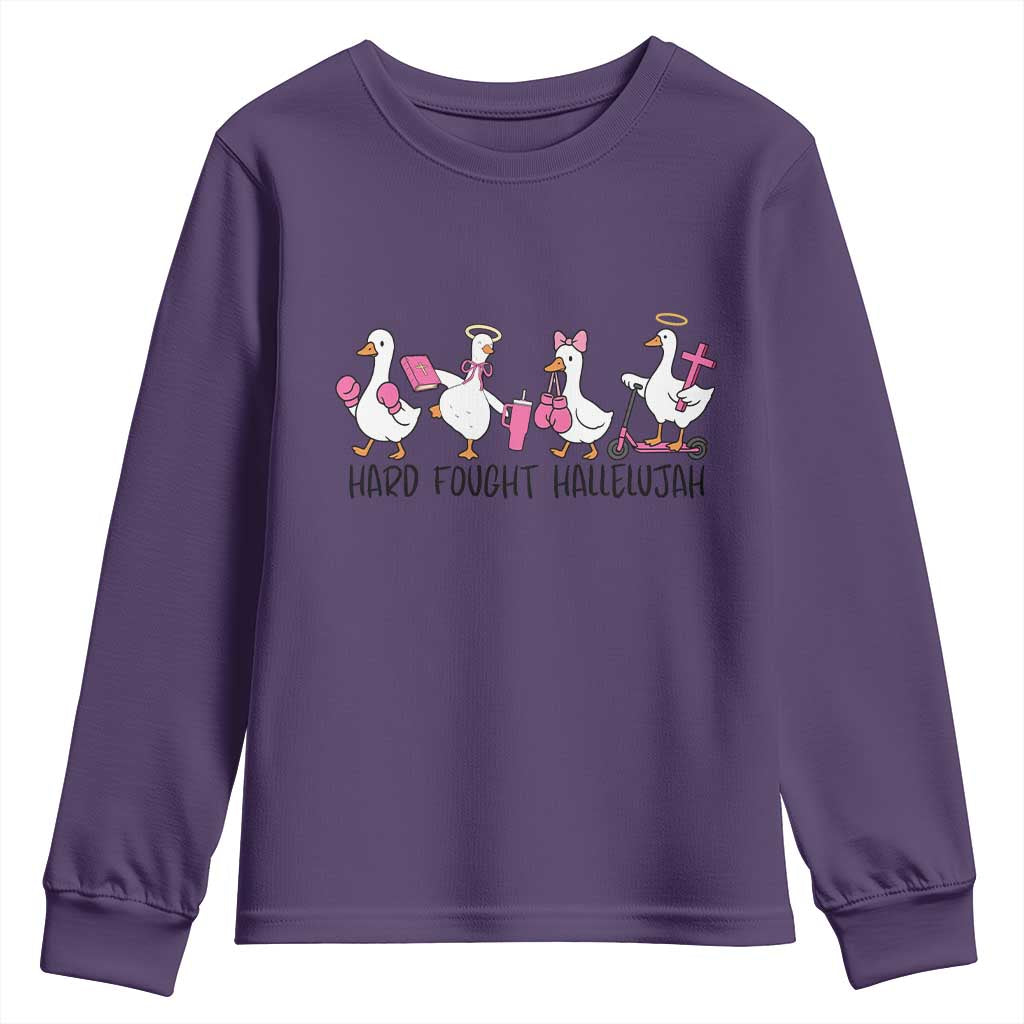 Hard Fought Hallelujah Youth Sweatshirt Funny Christian Goose - Wonder Print Shop
