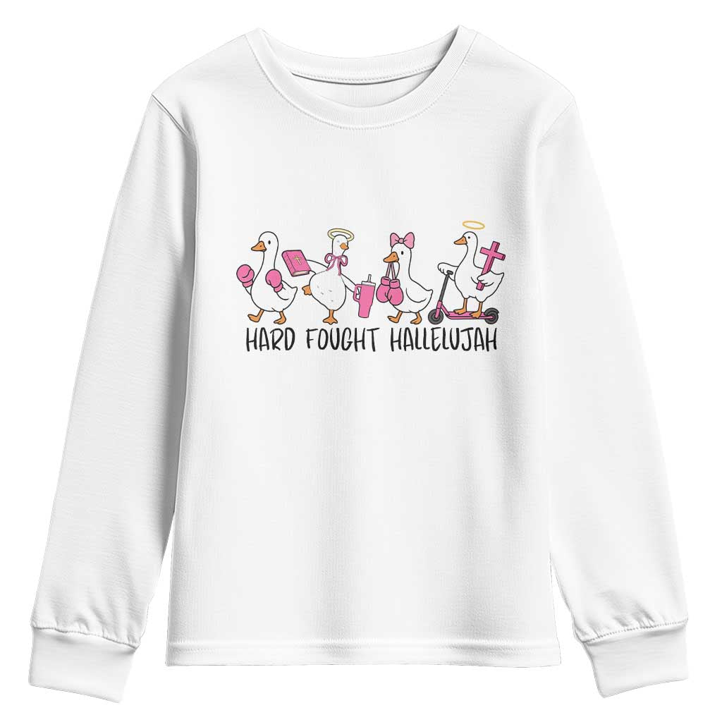 Hard Fought Hallelujah Youth Sweatshirt Funny Christian Goose - Wonder Print Shop