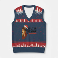 Funny December Birthday V-Neck Knit Sweater Vest All The Cool People are Born in December - Wonder Print Shop