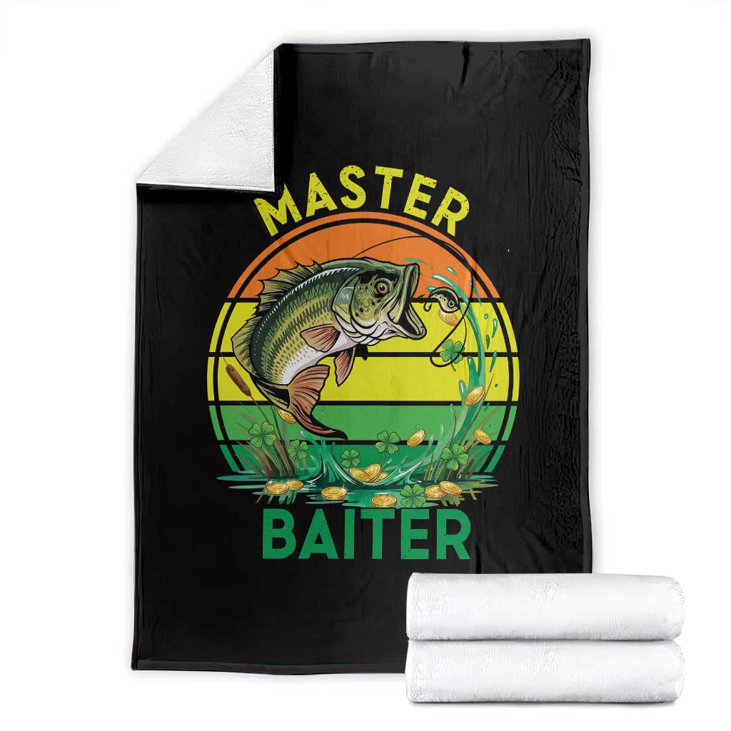 Funny Bass Fishing St Patricks Day Throw Blanket Master Baiter