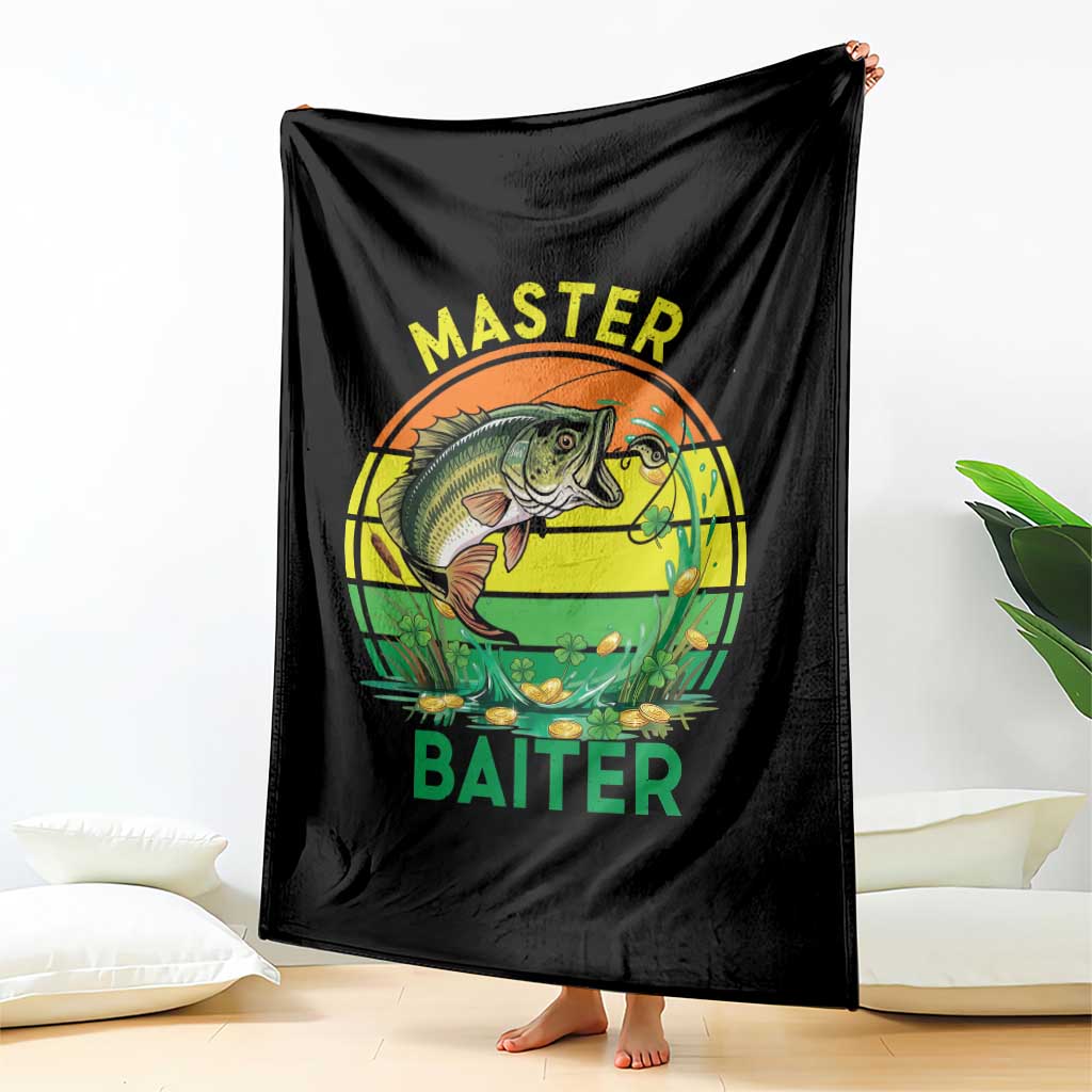 Funny Bass Fishing St Patricks Day Throw Blanket Master Baiter