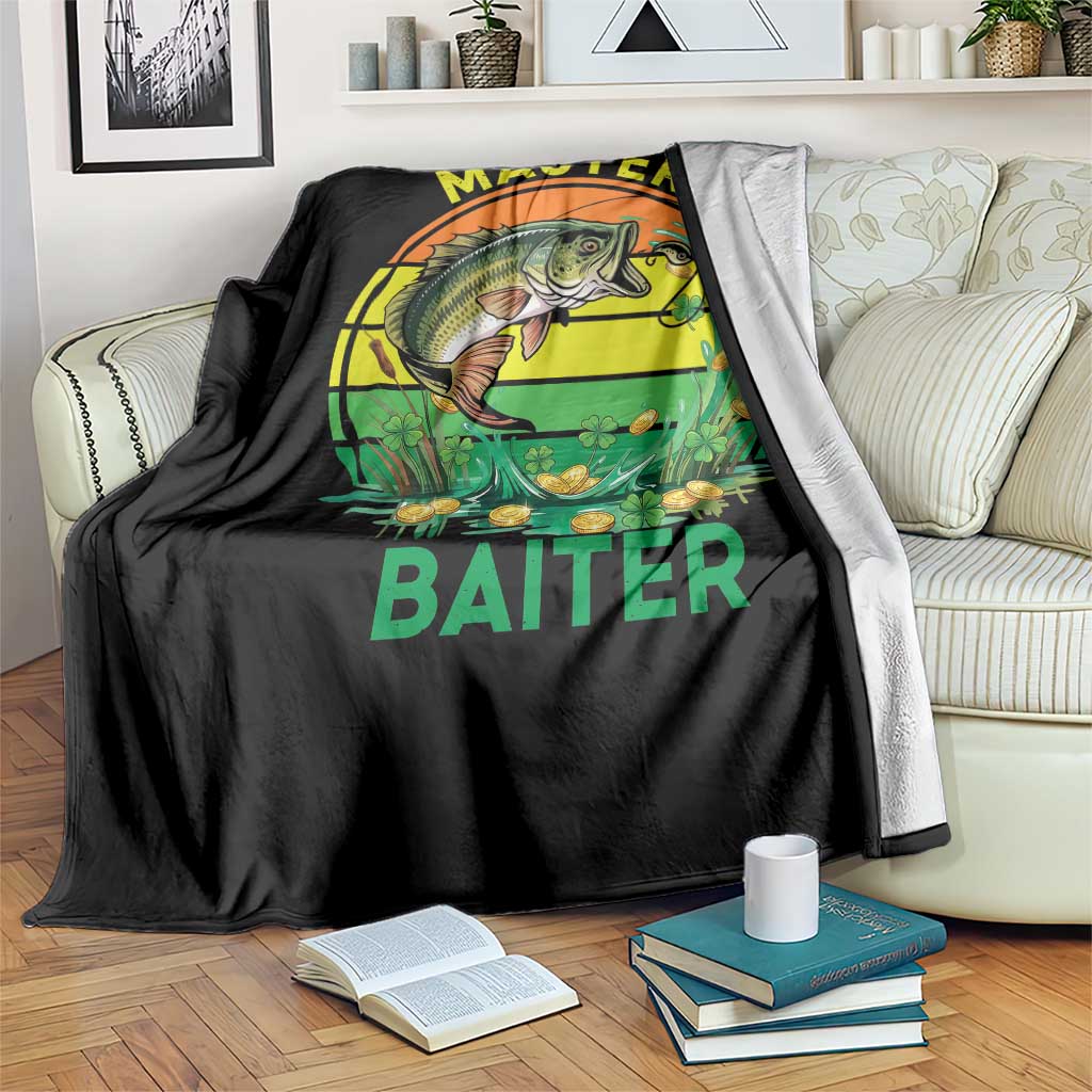 Funny Bass Fishing St Patricks Day Throw Blanket Master Baiter