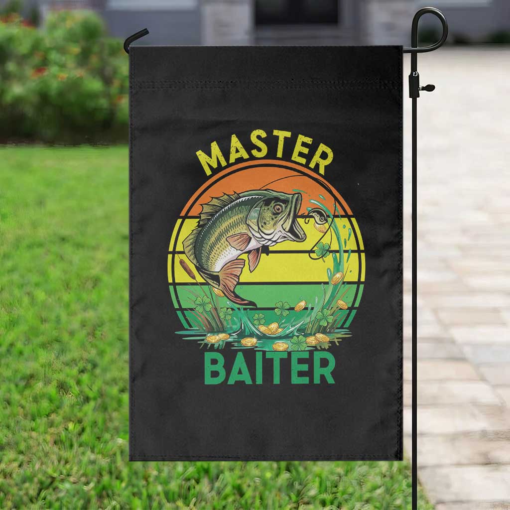 Funny Bass Fishing St Patricks Day Garden Flag Master Baiter