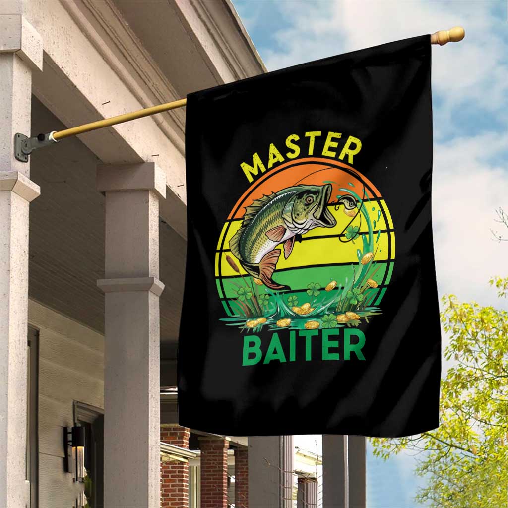 Funny Bass Fishing St Patricks Day Garden Flag Master Baiter