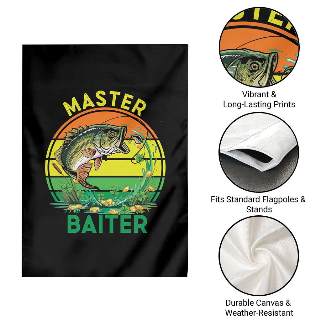 Funny Bass Fishing St Patricks Day Garden Flag Master Baiter