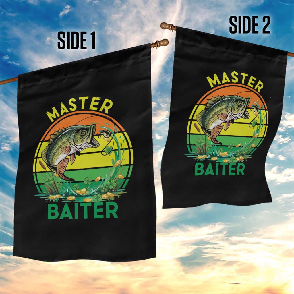 Funny Bass Fishing St Patricks Day Garden Flag Master Baiter