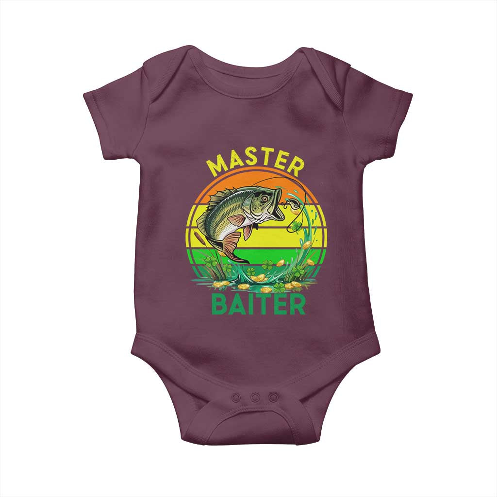 Funny Bass Fishing St Patricks Day Baby Onesie Master Baiter