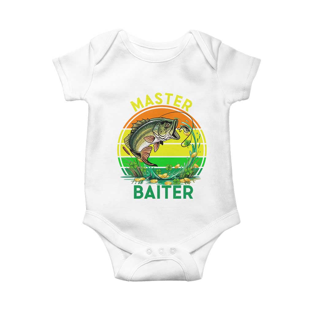 Funny Bass Fishing St Patricks Day Baby Onesie Master Baiter