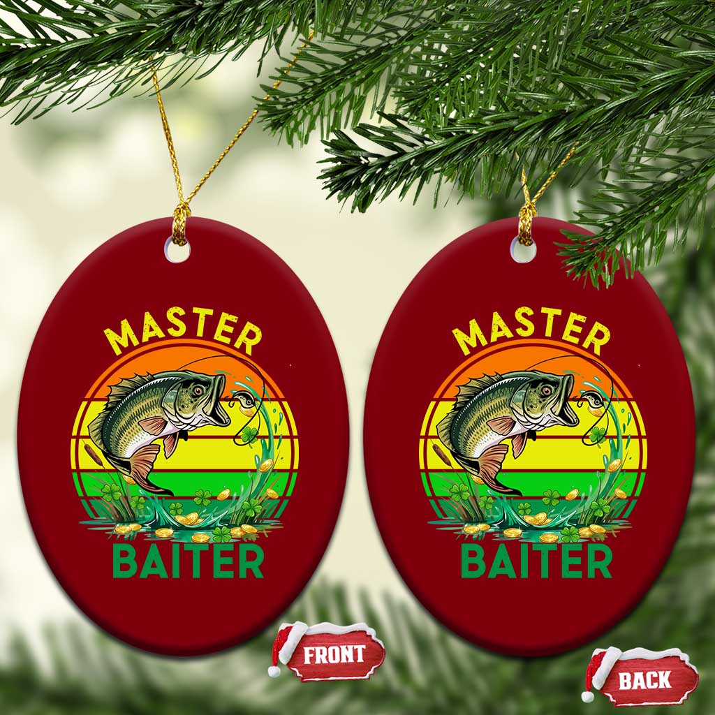 Funny Bass Fishing St Patricks Day Ceramic Ornament Master Baiter
