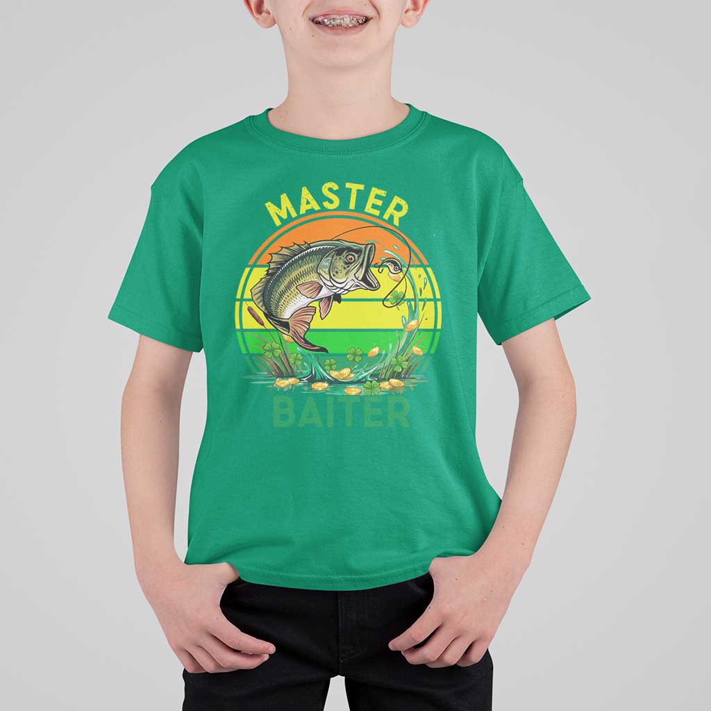 Funny Bass Fishing St Patricks Day T Shirt For Kid Master Baiter