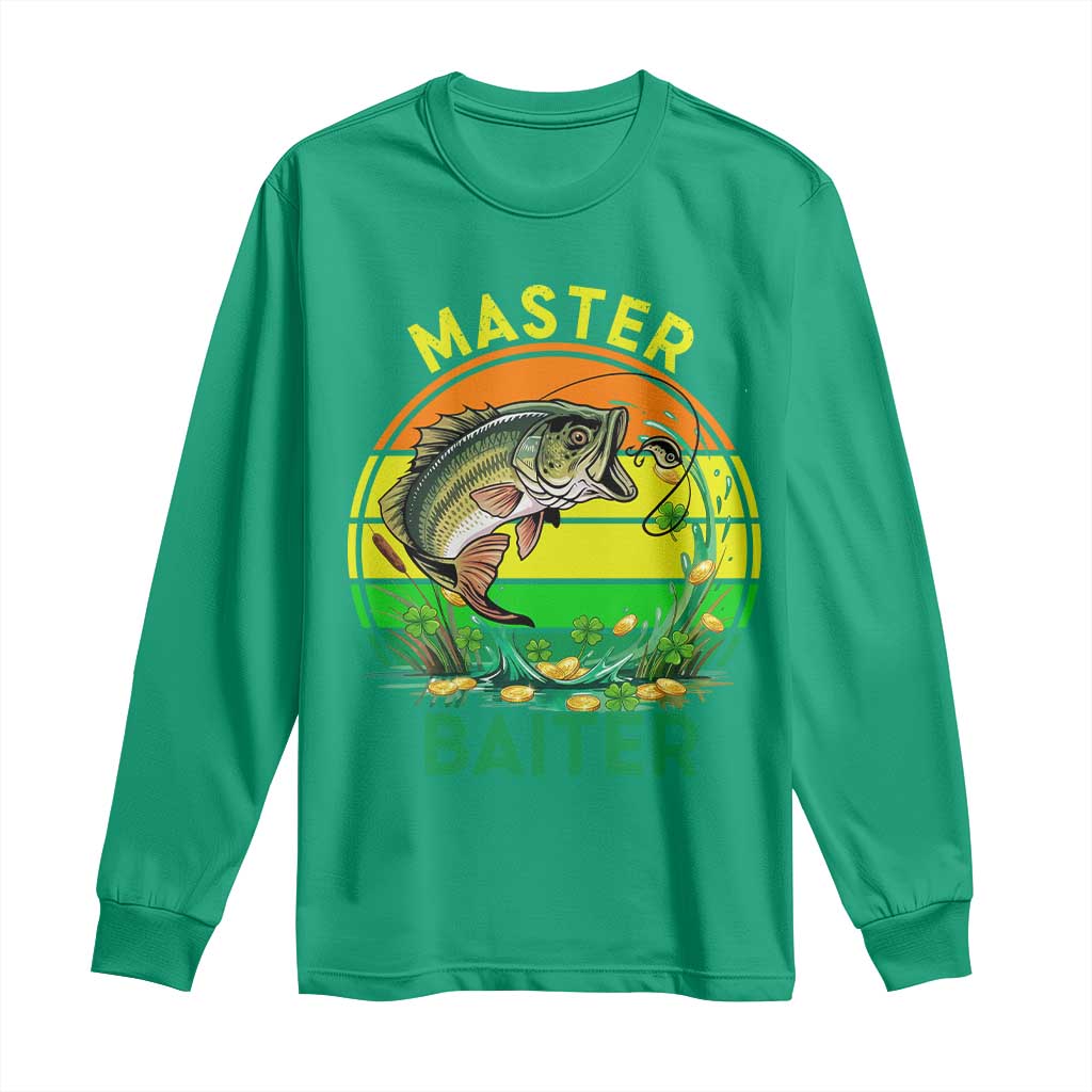 Funny Bass Fishing St Patricks Day Long Sleeve Shirt Master Baiter