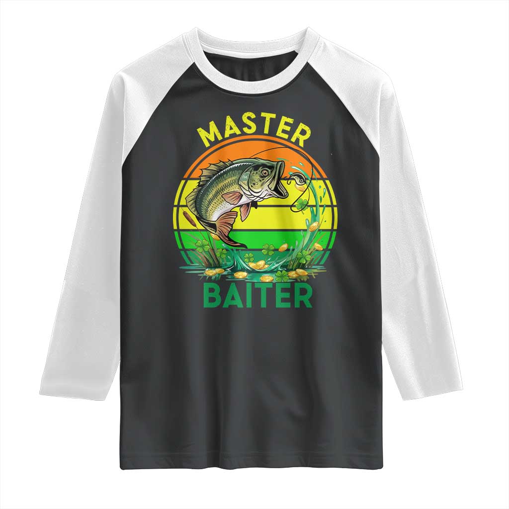 Funny Bass Fishing St Patricks Day Raglan Shirt Master Baiter