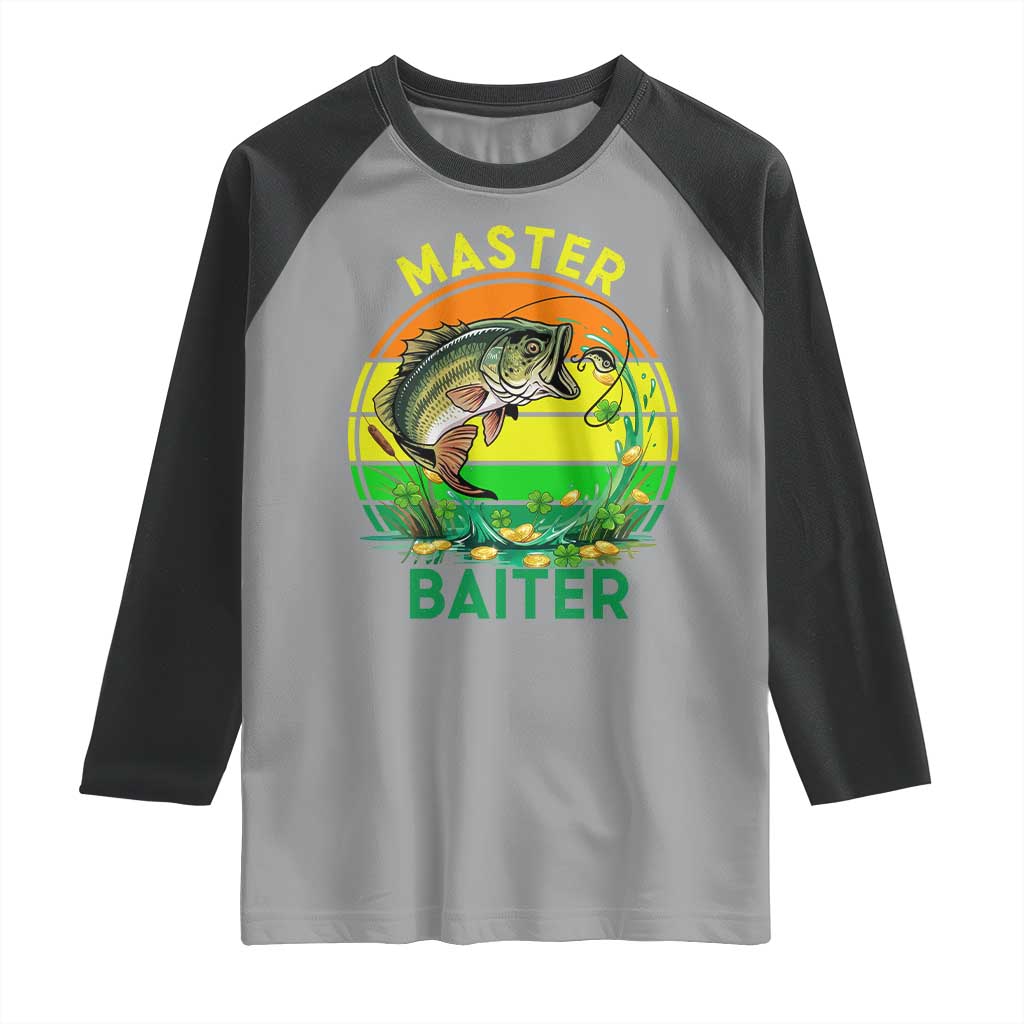 Funny Bass Fishing St Patricks Day Raglan Shirt Master Baiter