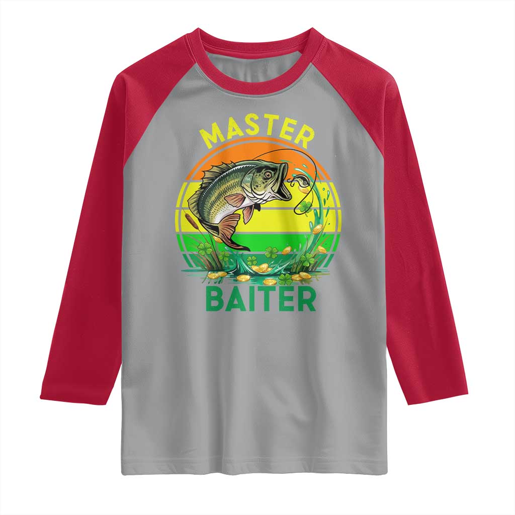 Funny Bass Fishing St Patricks Day Raglan Shirt Master Baiter