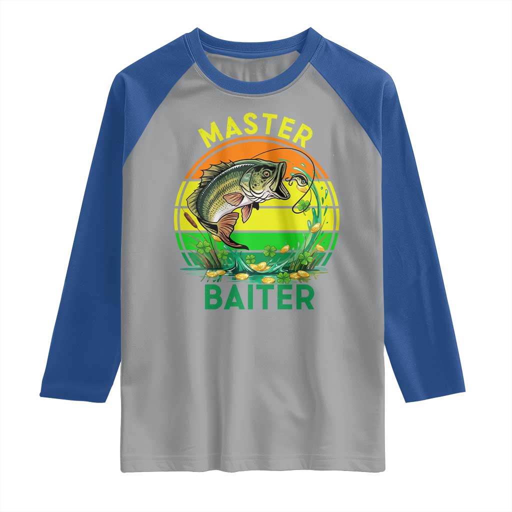 Funny Bass Fishing St Patricks Day Raglan Shirt Master Baiter