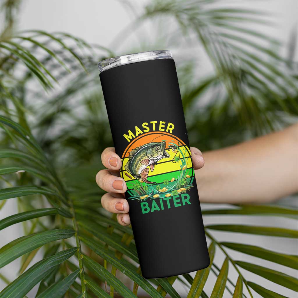Funny Bass Fishing St Patricks Day Skinny Tumbler Master Baiter