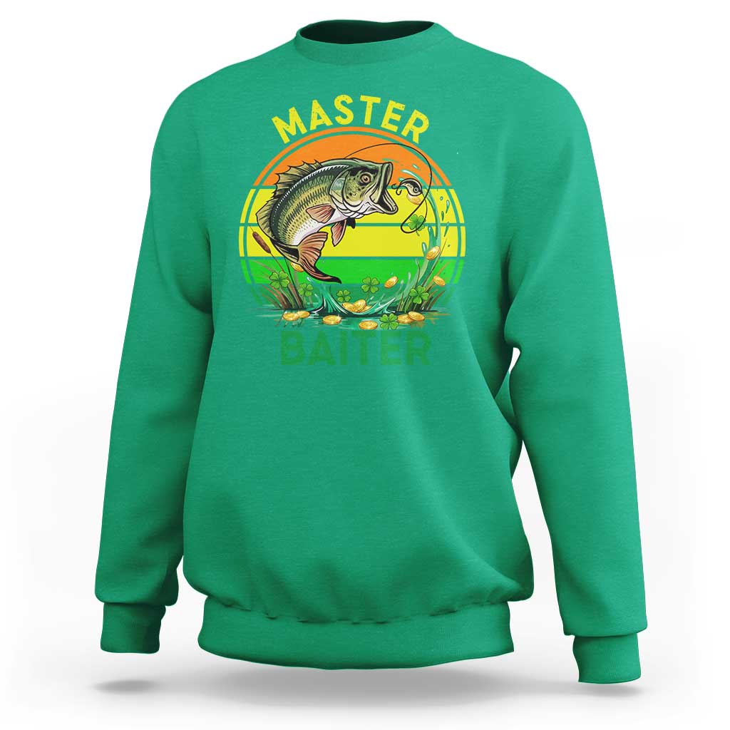 Funny Bass Fishing St Patricks Day Sweatshirt Master Baiter