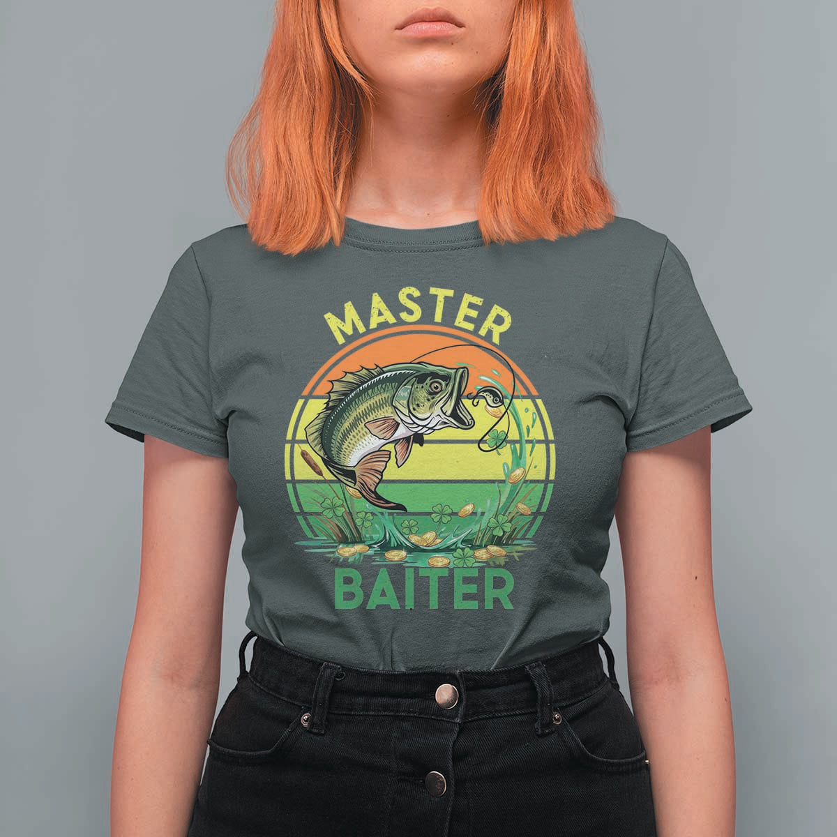 Funny Bass Fishing St Patricks Day T Shirt For Women Master Baiter