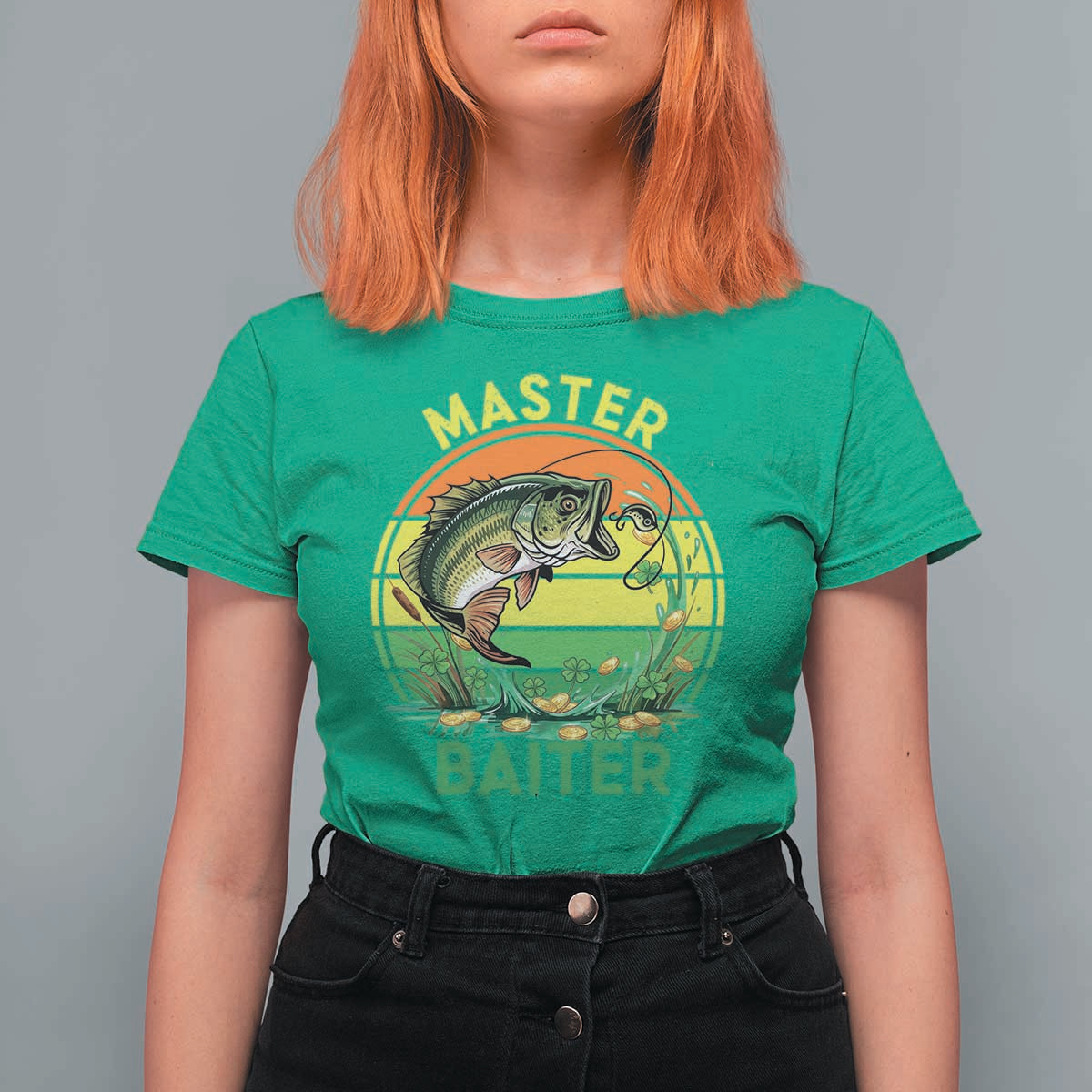 Funny Bass Fishing St Patricks Day T Shirt For Women Master Baiter
