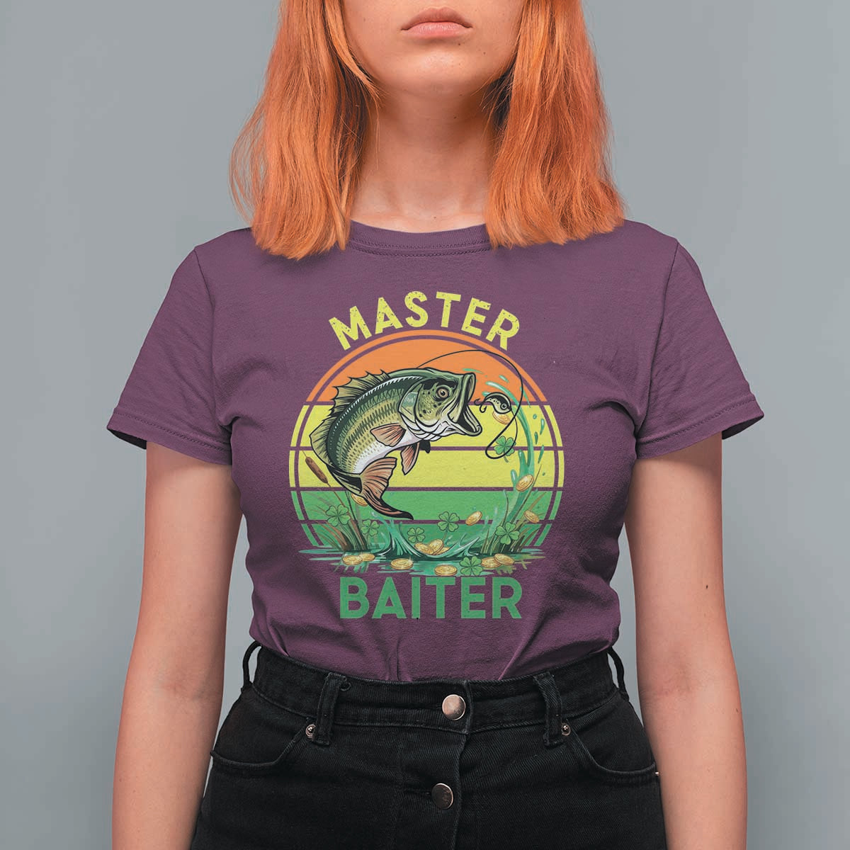 Funny Bass Fishing St Patricks Day T Shirt For Women Master Baiter