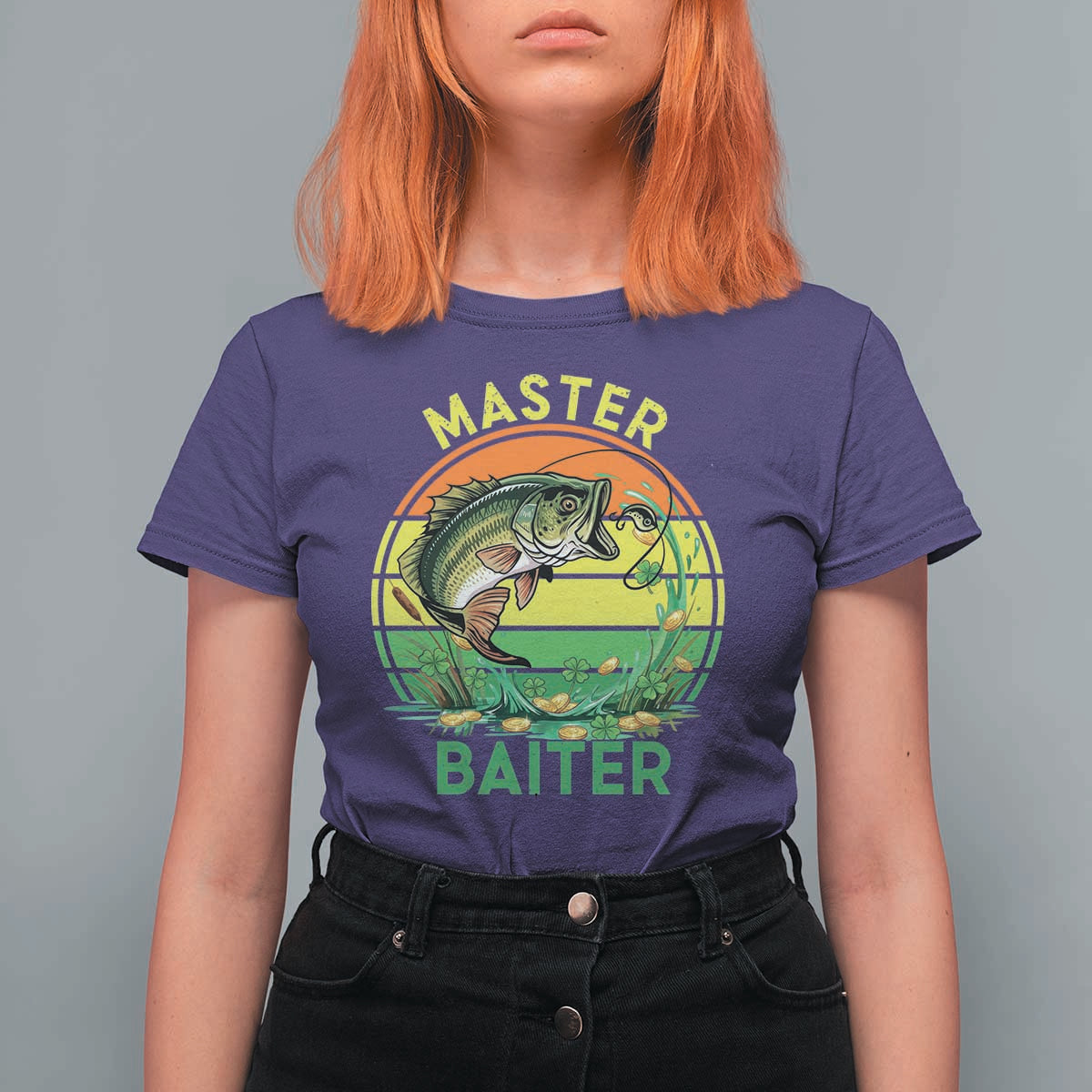 Funny Bass Fishing St Patricks Day T Shirt For Women Master Baiter