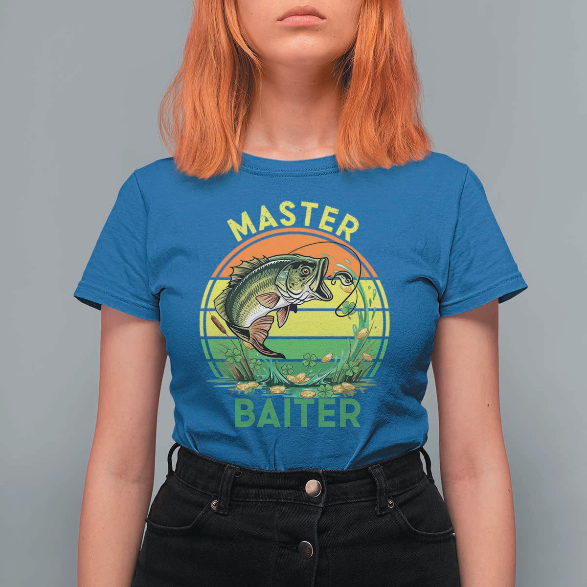 Funny Bass Fishing St Patricks Day T Shirt For Women Master Baiter