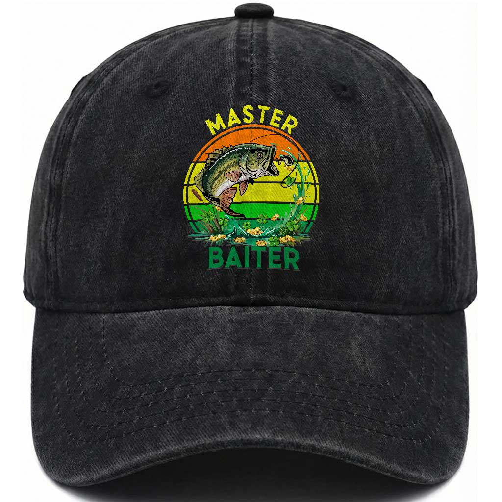 Funny Bass Fishing St Patricks Day Washed Cotton Baseball Cap Master Baiter