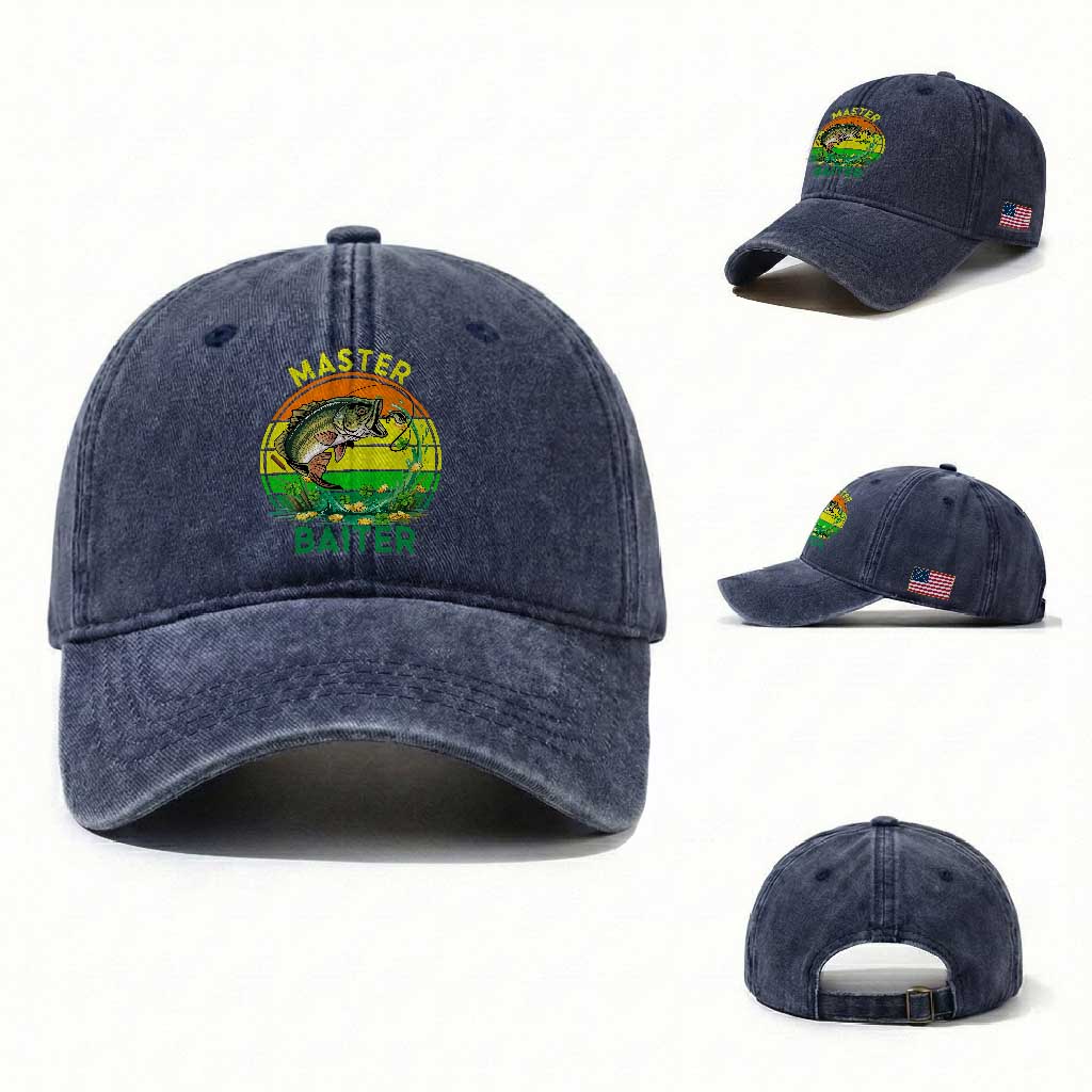 Funny Bass Fishing St Patricks Day Washed Cotton Baseball Cap Master Baiter