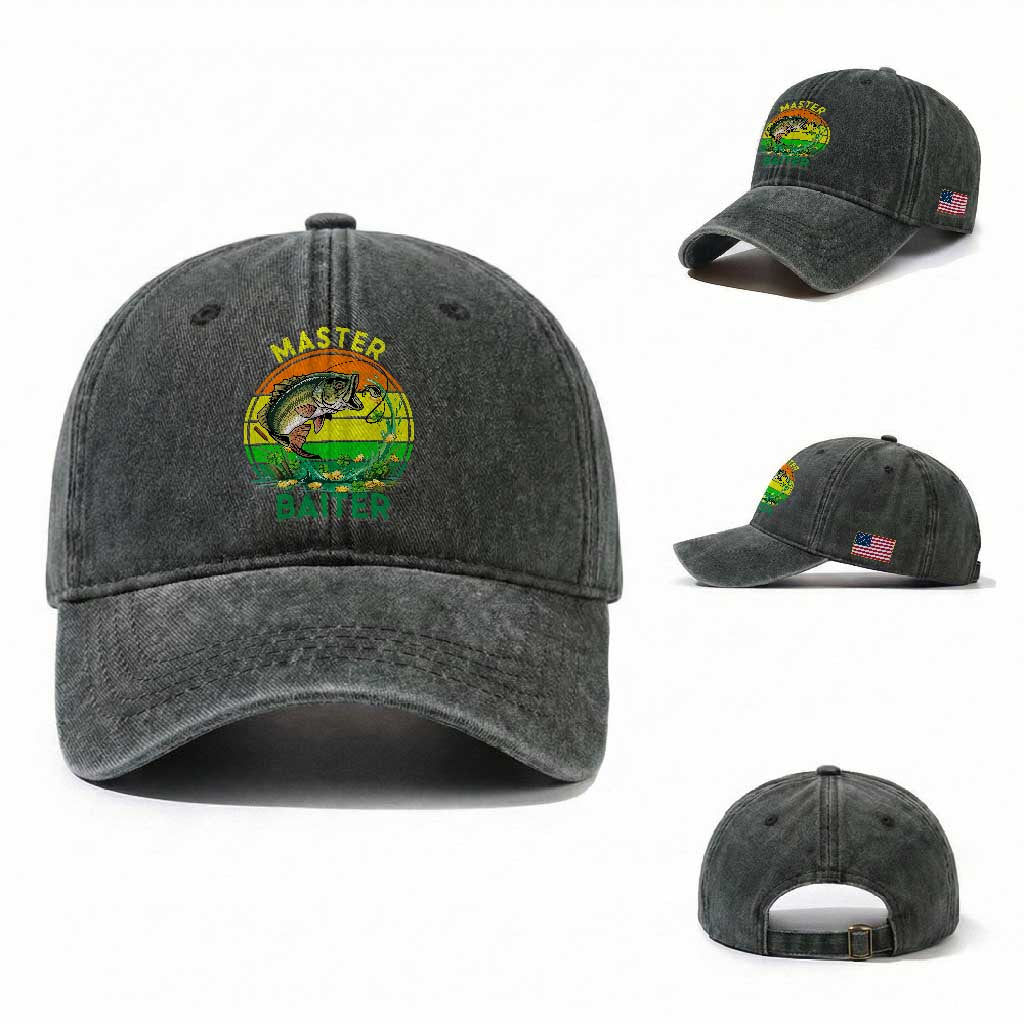 Funny Bass Fishing St Patricks Day Washed Cotton Baseball Cap Master Baiter