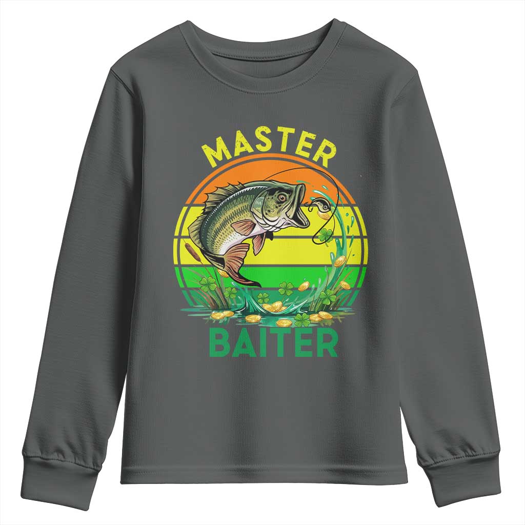 Funny Bass Fishing St Patricks Day Youth Sweatshirt Master Baiter