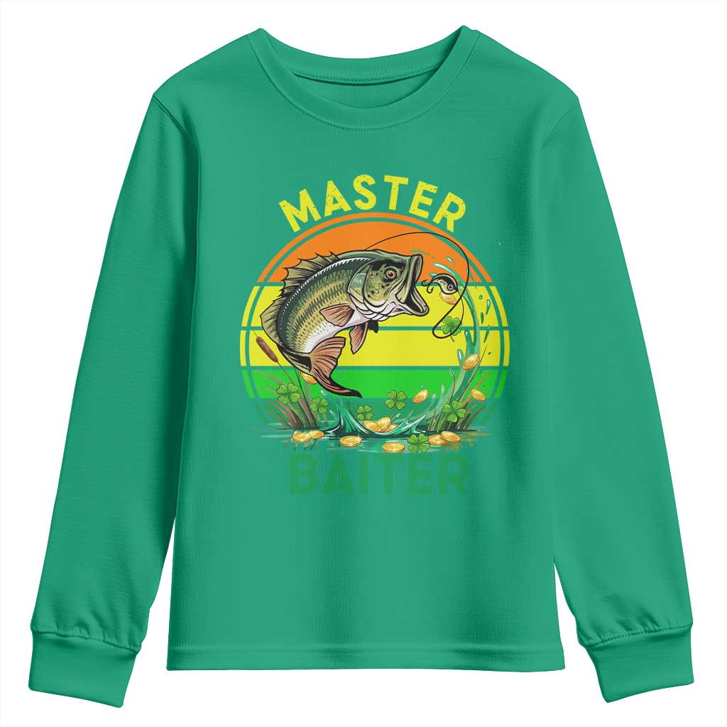 Funny Bass Fishing St Patricks Day Youth Sweatshirt Master Baiter