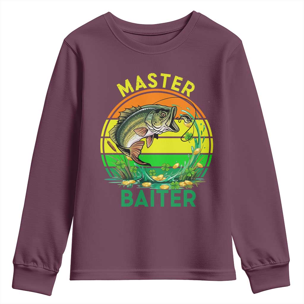 Funny Bass Fishing St Patricks Day Youth Sweatshirt Master Baiter