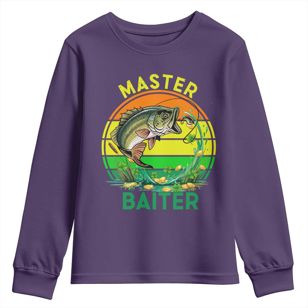 Funny Bass Fishing St Patricks Day Youth Sweatshirt Master Baiter