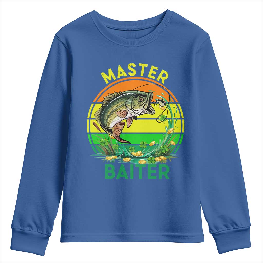 Funny Bass Fishing St Patricks Day Youth Sweatshirt Master Baiter