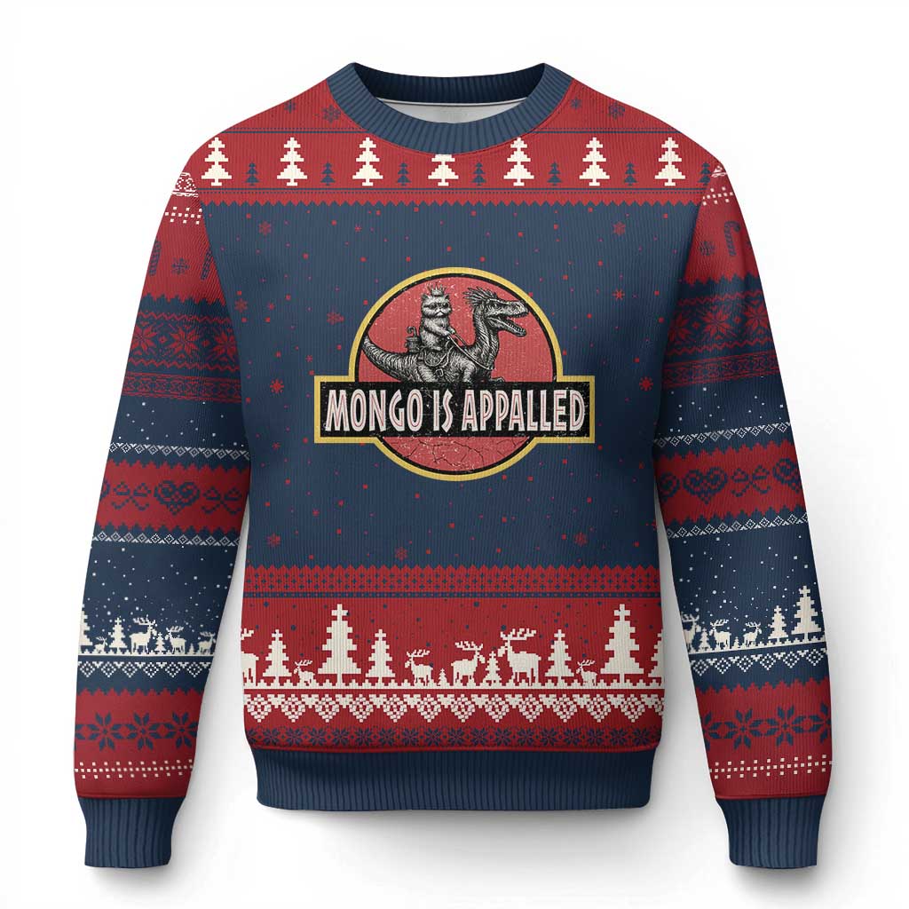 Retro Mongo is Appalled Ugly Christmas Sweater Princess Donut and Mongo Book Lover