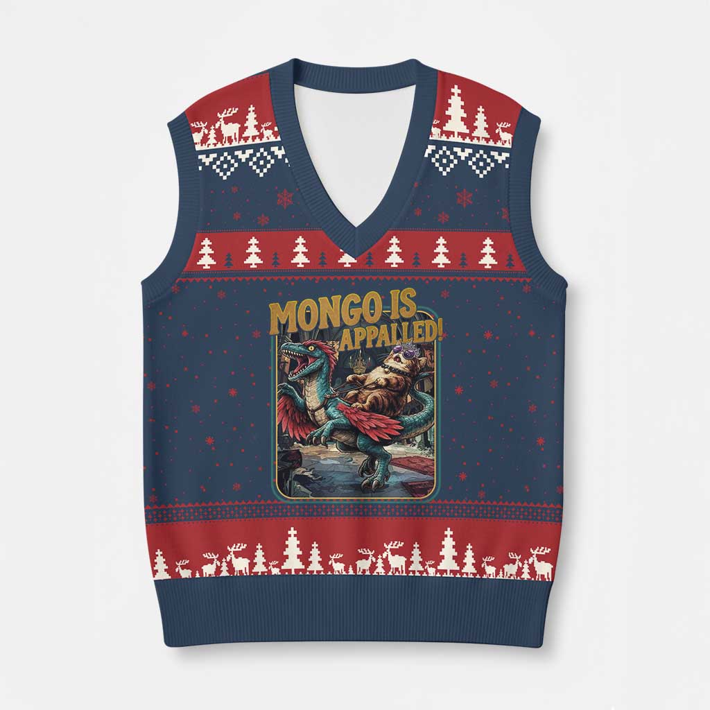 Mongo is Appalled V-Neck Knit Sweater Vest Vintage Princess Donut Riding Mongo