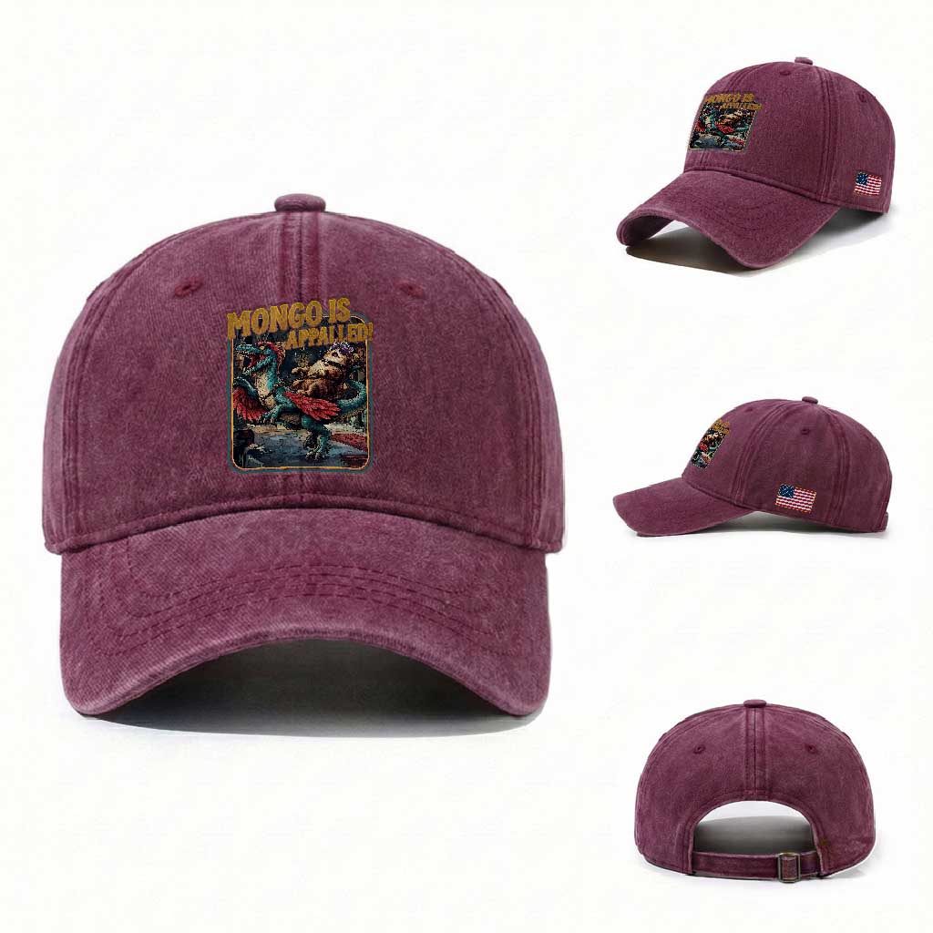 Mongo is Appalled Washed Cotton Baseball Cap Vintage Princess Donut Riding Mongo