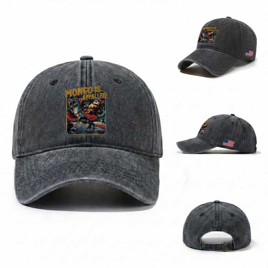 Mongo is Appalled Washed Cotton Baseball Cap Vintage Princess Donut Riding Mongo