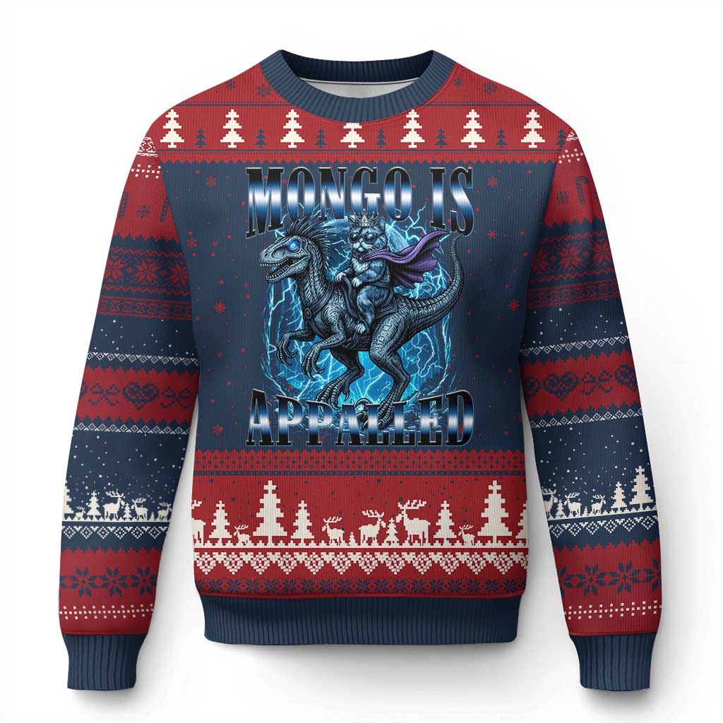 Mongo is Appalled Ugly Christmas Sweater Funny Princess Donut Riding Mongo