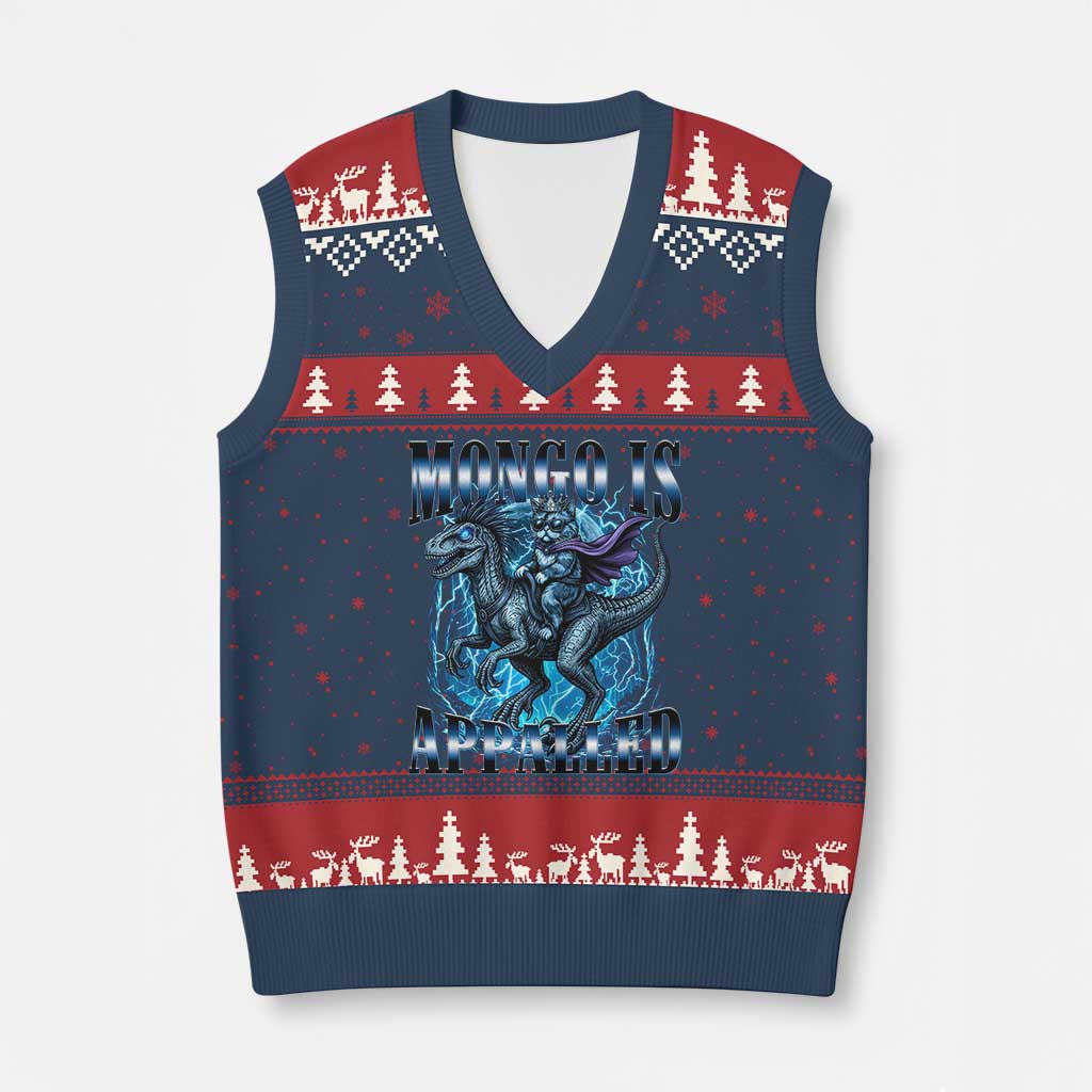 Mongo is Appalled V-Neck Knit Sweater Vest Funny Princess Donut Riding Mongo