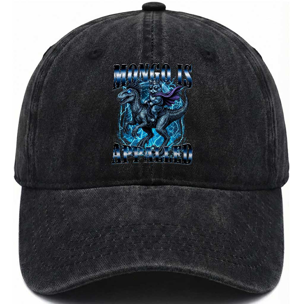 Mongo is Appalled Washed Cotton Baseball Cap Funny Princess Donut Riding Mongo