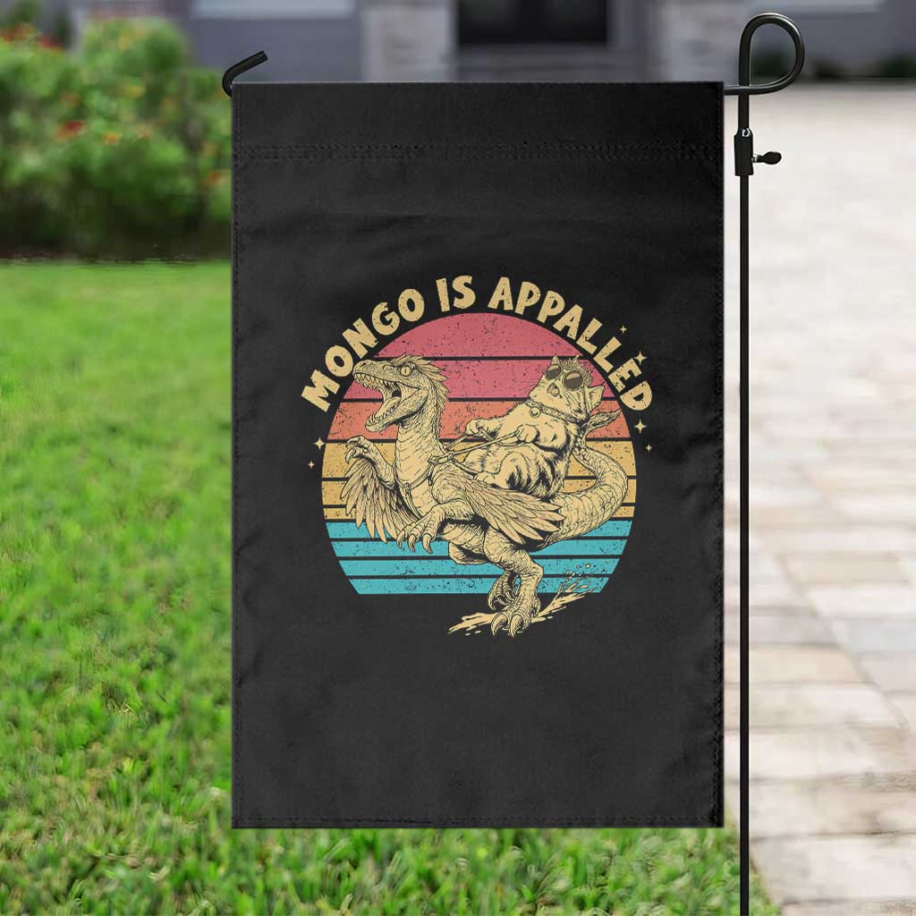 Mongo is Appalled Garden Flag Vintage Princess Cat Riding Dinosaur